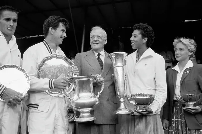 Framed Print : Althea Gibson and Ashley Cooper with Trophies Framed Print : Althea Gibson and Ashley Cooper with Trophies
