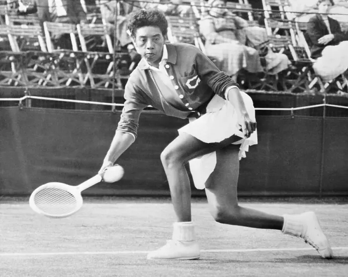 Framed Print : Althea Gibson Competing in Tennis Match Framed Print : Althea Gibson Competing in Tennis Match