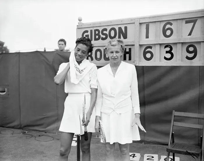 Framed Print : Althea Gibson Posing with Louise Brough Framed Print : Althea Gibson Posing with Louise Brough