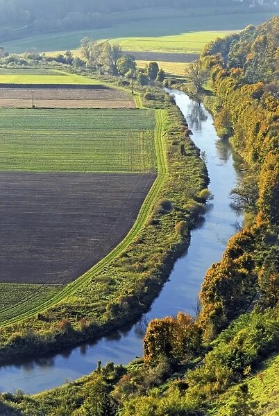 The Altmuehl river in Arnsberg, Naturpark Altmuehltal nature forest, Bavaria, Germany, Europe