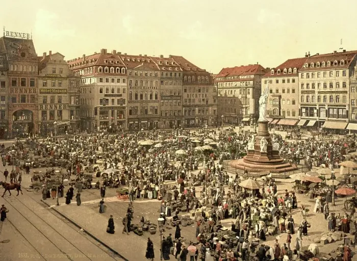 Framed Print : Altstadtmarkt in Dresden, Saxony, Germany, Historic, digitally restored reproduction of a photochrome print from the 1890s Framed Print : Altstadtmarkt in Dresden, Saxony, Germany, Historic, digitally restored reproduction of a photochrome print from the 1890s
