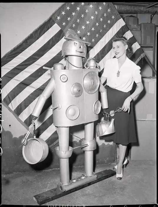 Framed Print : Aluminum Robot Made Of Pots And Pans Framed Print : Aluminum Robot Made Of Pots And Pans
