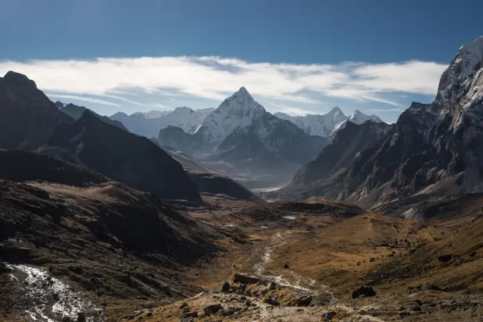 Framed Print : Ama Dablam mountain peak from Chola pass, Everest region