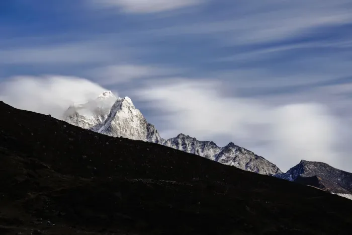 Framed Print : Top of Ama Dablam mountain peak with cloudy movement Framed Print : Top of Ama Dablam mountain peak with cloudy movement