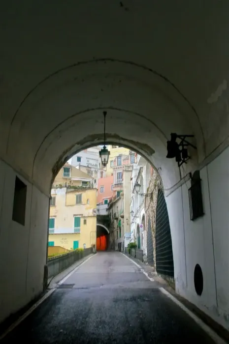 Framed Print : Amalfi tunnels under old, historic town Framed Print : Amalfi tunnels under old, historic town