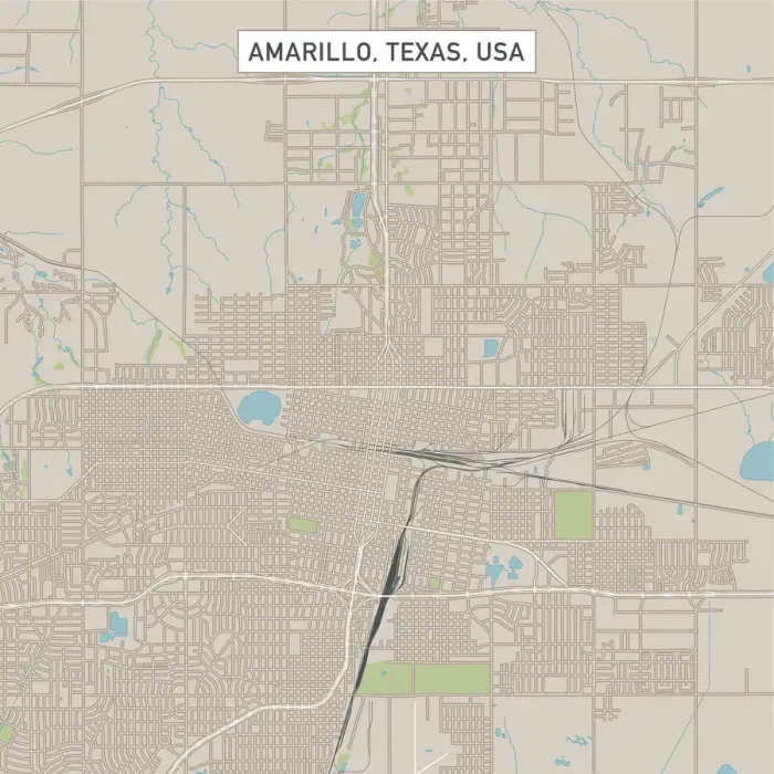 Framed Print : Amarillo Texas US City Street Map Framed Print : Amarillo Texas US City Street Map