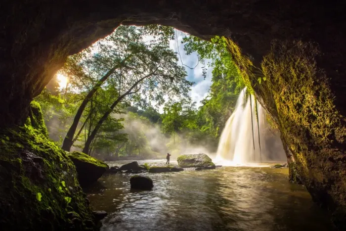Framed Print : Amazing beautiful waterfalls in deep forest at Haew Suwat Waterfall in Khao Yai National Park, Thailand Framed Print : Amazing beautiful waterfalls in deep forest at Haew Suwat Waterfall in Khao Yai National Park, Thailand