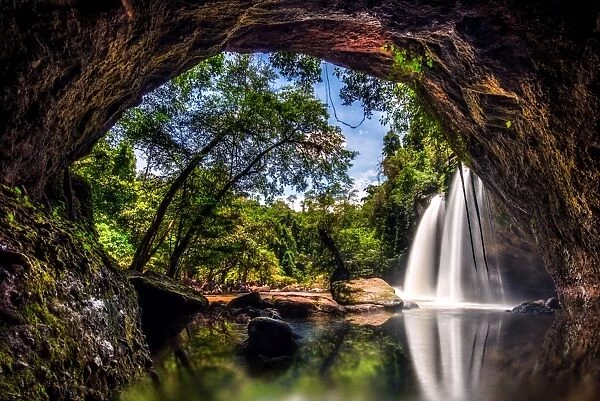 Amazing beautiful waterfalls at Haew Suwat Waterfall