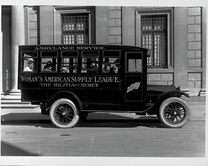 Framed Print : Ambulance Transporting Children