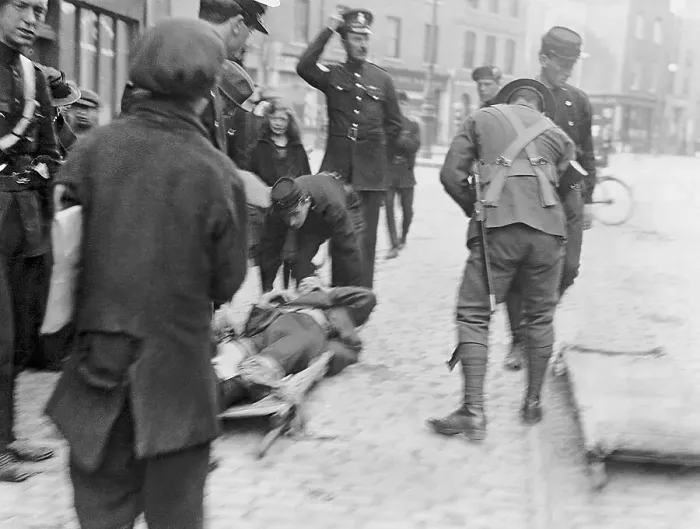Framed Print : Ambush Attack  /  Wounded In Stretcher