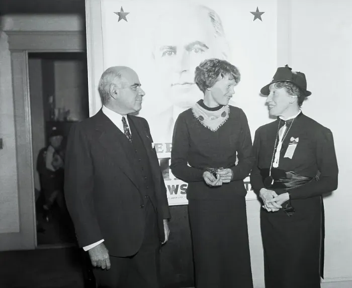 Framed Print : Amelia Earhart with Herbert Lehman and Caroline O'Day Framed Print : Amelia Earhart with Herbert Lehman and Caroline O'Day