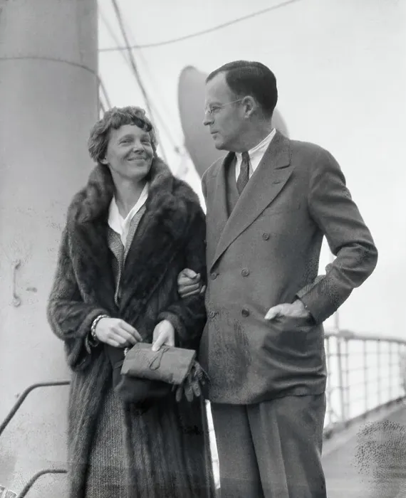 Framed Print : Amelia Earhart and Husband Posing Together Framed Print : Amelia Earhart and Husband Posing Together