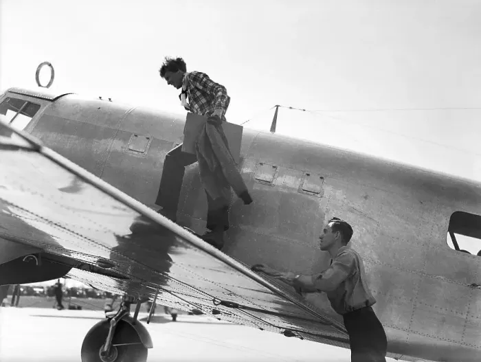Framed Print : Amelia Earhart Outside Her Plane Framed Print : Amelia Earhart Outside Her Plane