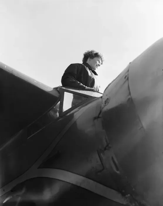 Framed Print : Amelia Earhart In Her Plane'S Cockpit Framed Print : Amelia Earhart In Her Plane'S Cockpit