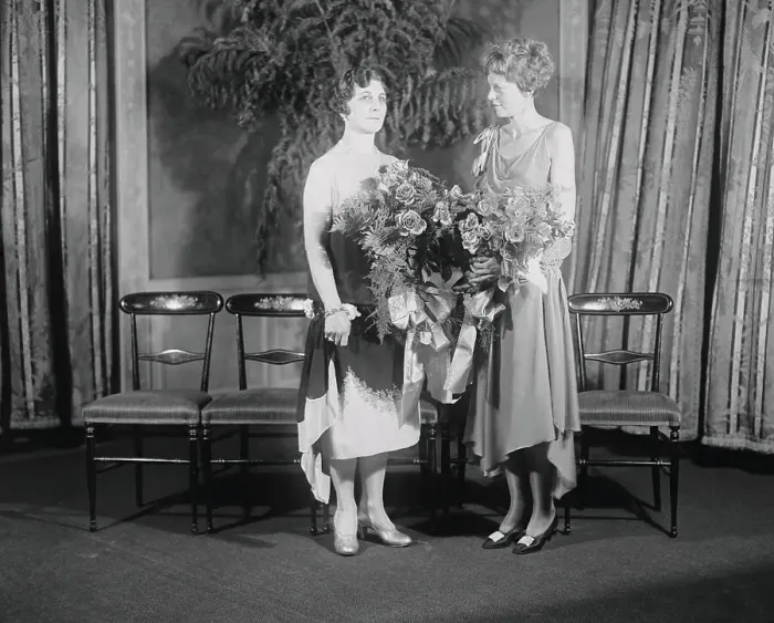 Framed Print : Amelia Earhart Posing with Mrs. Floyd Bennett Framed Print : Amelia Earhart Posing with Mrs. Floyd Bennett