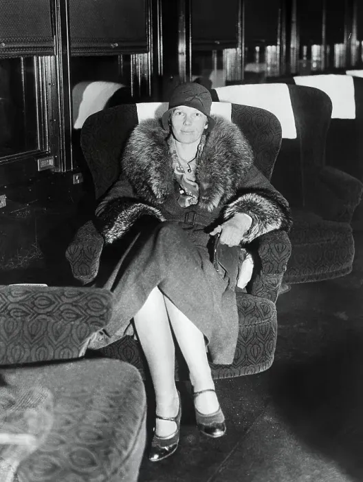Framed Print : Amelia Earhart Sitting on Train