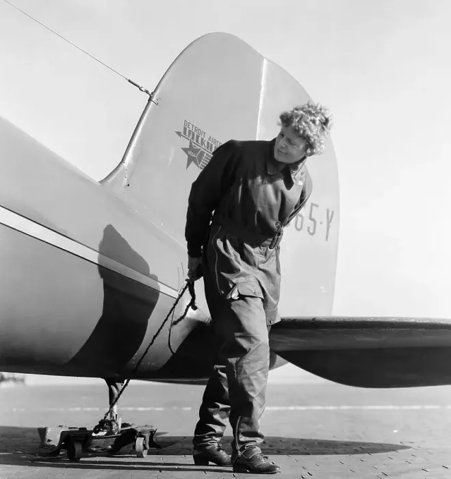 Framed Print : Amelia Earhart Stands Near Plane'S Rear Framed Print : Amelia Earhart Stands Near Plane'S Rear