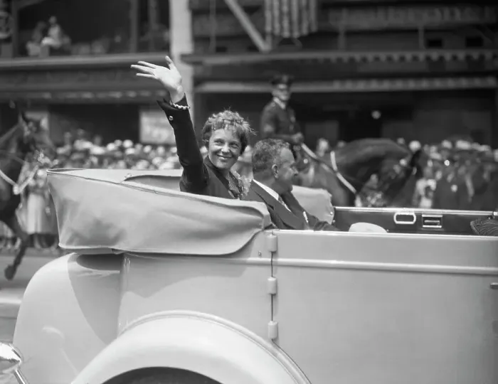 Framed Print : Amelia Earhart Waving During Parade