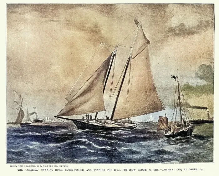 Framed Print : America was a 19th-century racing yacht and first winner of the America's Cup international sailing trophy Framed Print : America was a 19th-century racing yacht and first winner of the America's Cup international sailing trophy