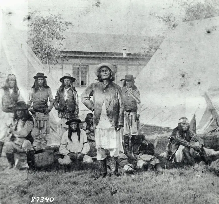 Framed Print : American Apache Chieftan W / Prisoners Framed Print : American Apache Chieftan W / Prisoners