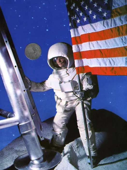 Framed Print : American Astronaut in Outer Space Framed Print : American Astronaut in Outer Space