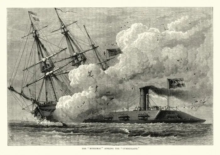 Framed Print : American civil war naval battle, CSS Virginia sinking the Cumberland Framed Print : American civil war naval battle, CSS Virginia sinking the Cumberland