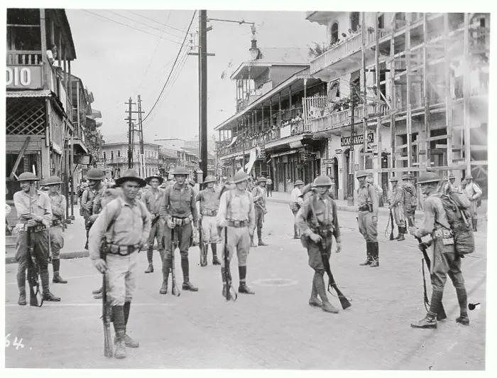 Framed Print : American Doughboys Patrol in Riotous Streets of Panama Framed Print : American Doughboys Patrol in Riotous Streets of Panama