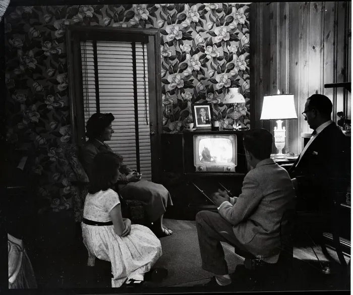 Framed Print : American Family at Home Watching Television Framed Print : American Family at Home Watching Television