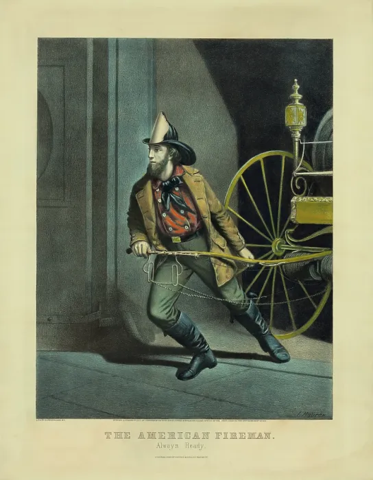 Framed Print : The American fireman - always ready Framed Print : The American fireman - always ready