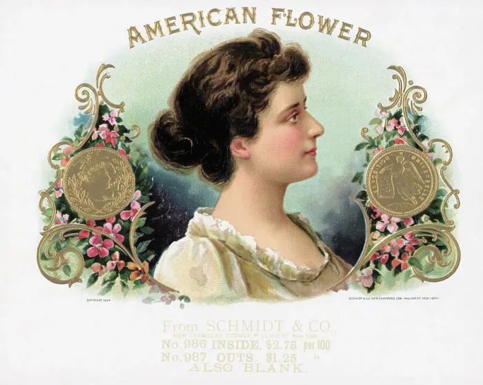 Framed Print : American Flower Cigar Box W / Woman Framed Print : American Flower Cigar Box W / Woman