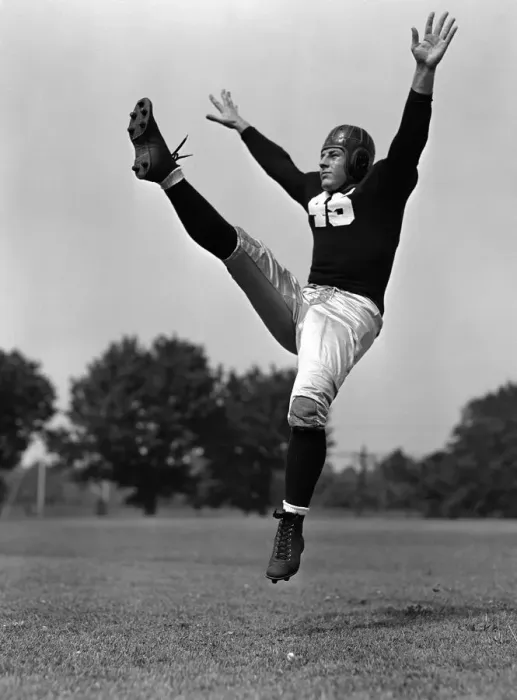 Framed Print : American football player at kick-off