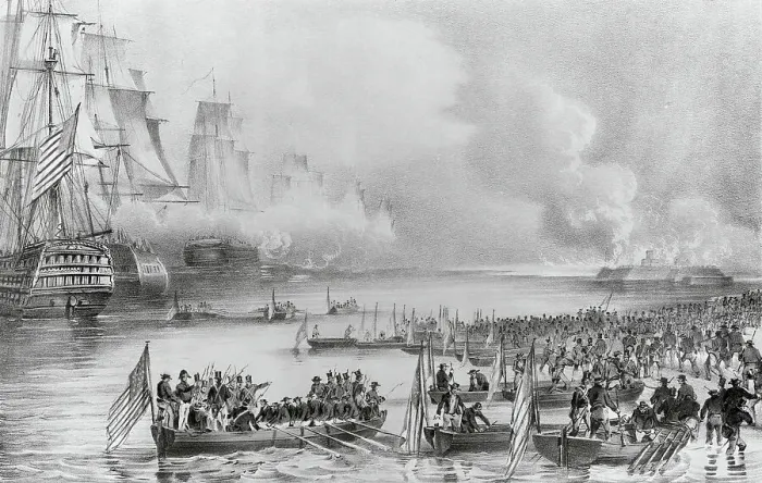 Framed Print : American Forces Landing at Vera Cruz