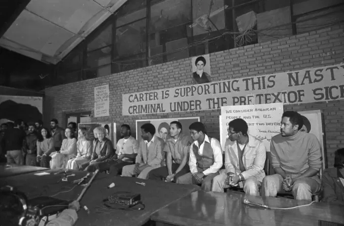 Framed Print : American Hostages Talking to Press Framed Print : American Hostages Talking to Press