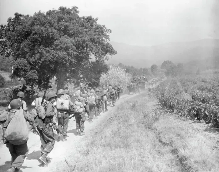 Framed Print : American Infantry Advancing Inland Framed Print : American Infantry Advancing Inland