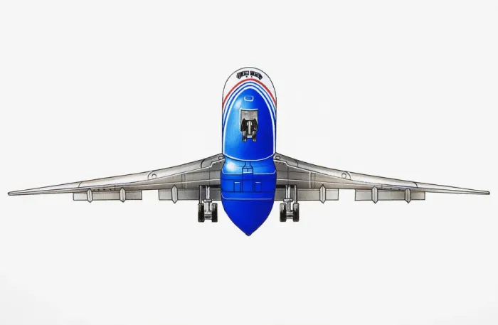 Framed Print : American, long-range, wide-body commercial aircraft, low angle view