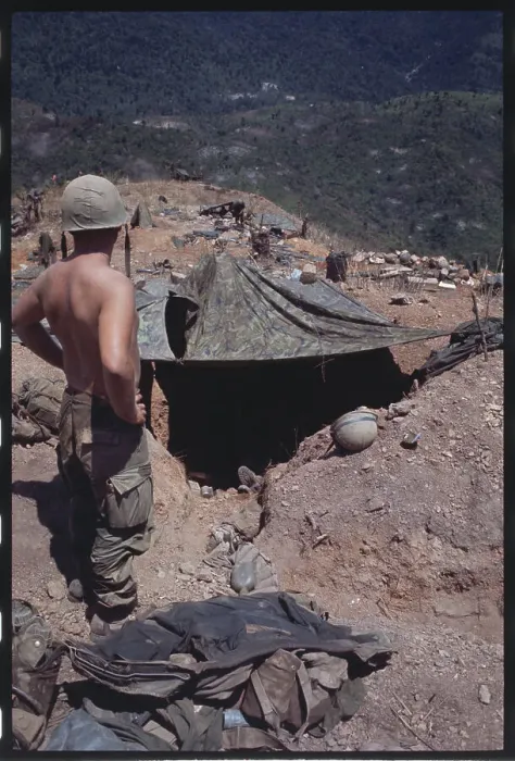 Framed Print : American Marines atop Hillside near Outpost Framed Print : American Marines atop Hillside near Outpost