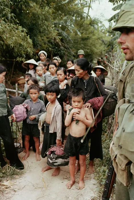 Framed Print : American Marines Guarding Vietnamese Villagers Framed Print : American Marines Guarding Vietnamese Villagers