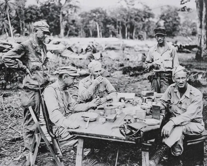 Framed Print : American Military Leaders at Campsite in South Pacific Framed Print : American Military Leaders at Campsite in South Pacific