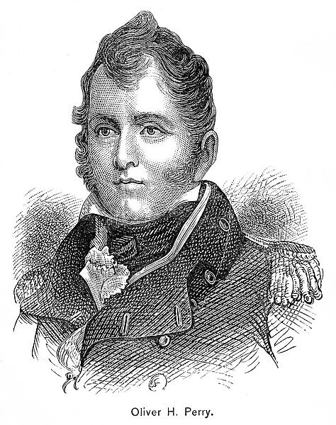 American naval commander Oliver Hazard Perry engraving 1895