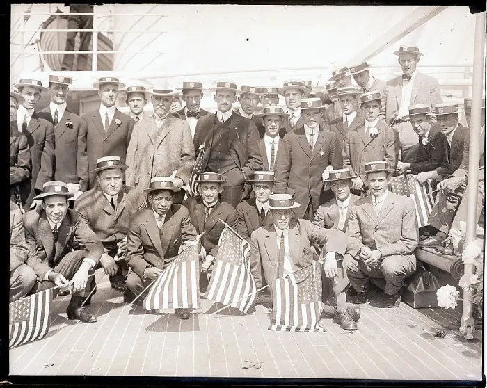 Framed Print : American Olympic Team Posed on Ship Framed Print : American Olympic Team Posed on Ship