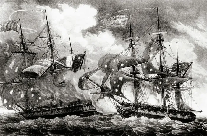 Framed Print : American Ship Planter Battling the French Framed Print : American Ship Planter Battling the French