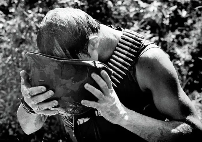 Framed Print : American soldier drinks from helmet Framed Print : American soldier drinks from helmet