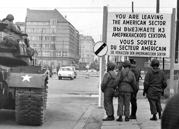 Framed Print : American soldiers At checkpoint In West Berlin, Germany Framed Print : American soldiers At checkpoint In West Berlin, Germany