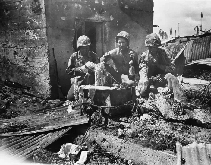Framed Print : American Soldiers Drink Japanese Beer Framed Print : American Soldiers Drink Japanese Beer