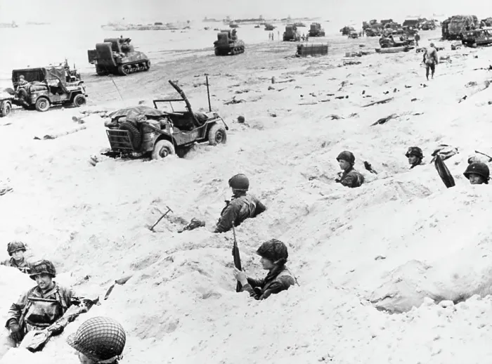 Framed Print : American Soldiers in Foxholes on D-Day Framed Print : American Soldiers in Foxholes on D-Day