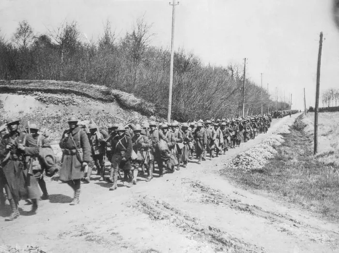 Framed Print : American Soldiers Marching During World War I Framed Print : American Soldiers Marching During World War I