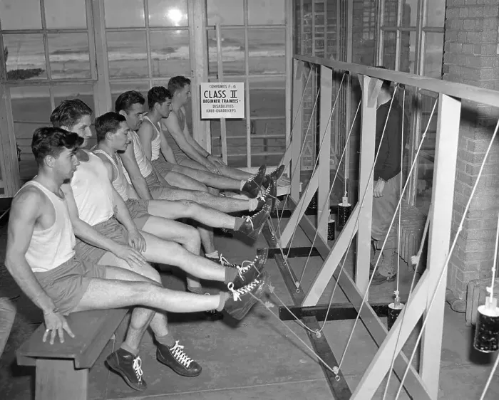 Framed Print : American Soldiers Strengthening Legs at a Hospital