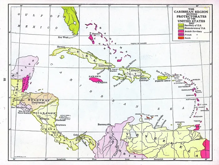 Framed Print : American Territories And Protectorates In The Caribbean Framed Print : American Territories And Protectorates In The Caribbean