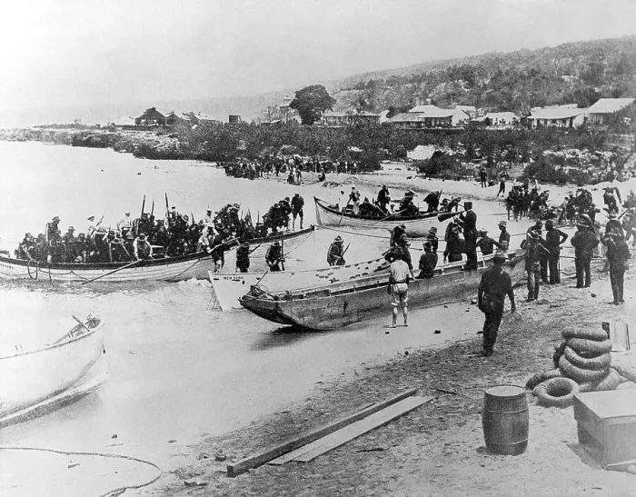 Framed Print : American Troops Landing in Cuba