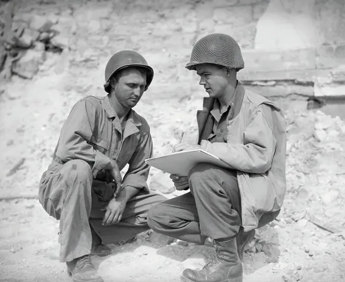 Framed Print : American Troops During Recording Session in the Field Framed Print : American Troops During Recording Session in the Field